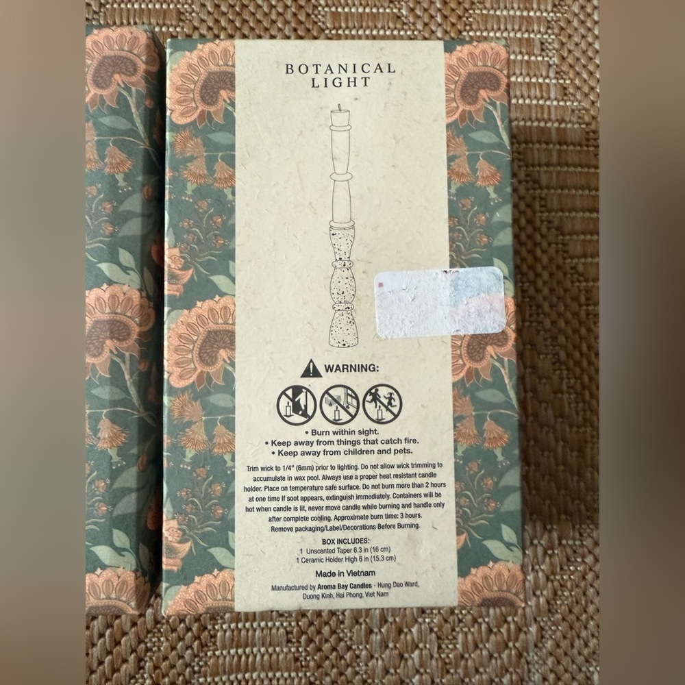 Botanical Light 5 Box Set of Taper Candles & Ceramic Holders,Bundle of 5,NWT - Picture 4 of 4